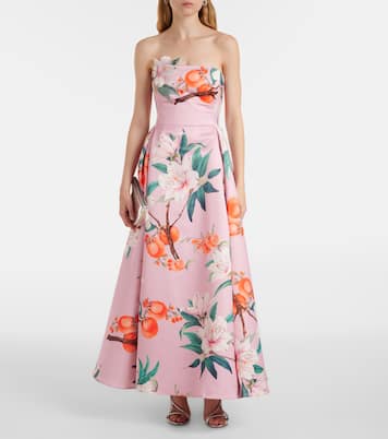Robe de cocktail Nora en satin à fleurs | Leo Lin