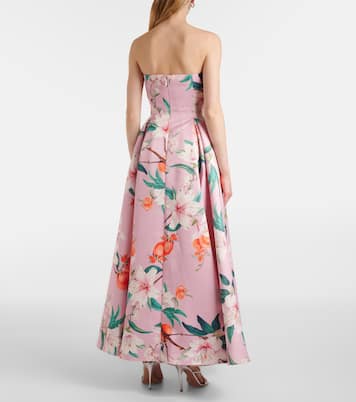 Robe de cocktail Nora en satin à fleurs | Leo Lin