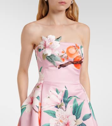Robe de cocktail Nora en satin à fleurs | Leo Lin