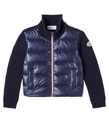 罗纹针织羽绒开衫 | Moncler Enfant