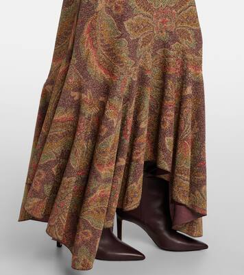 不对称花卉毛巾布针织长礼服 | Etro