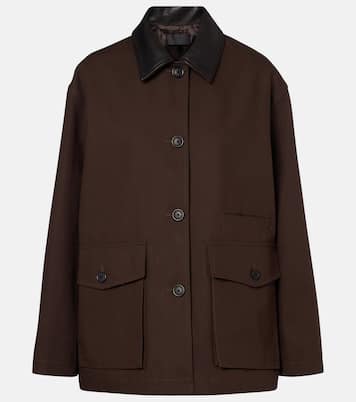 Leather-trimmed cotton jacket  | Nili Lotan