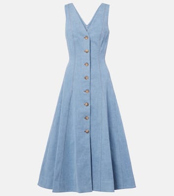 Lou pleated denim midi dress | Veronica Beard