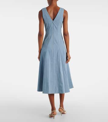 Lou pleated denim midi dress | Veronica Beard