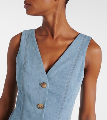 Lou pleated denim midi dress | Veronica Beard