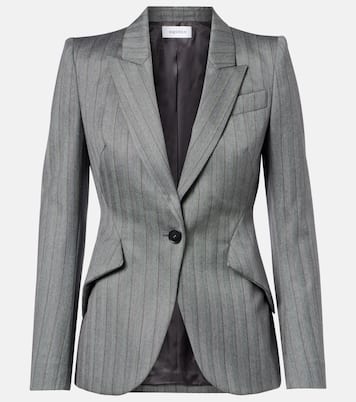 Herringbone pinstripe wool blazer | McQueen