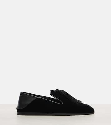 Eliot Slipper leather-trimmed velvet slip-on shoes | Jimmy Choo