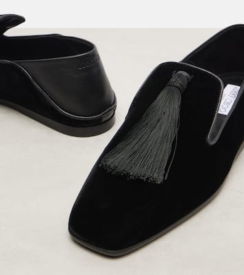 Eliot Slipper leather-trimmed velvet slip-on shoes | Jimmy Choo