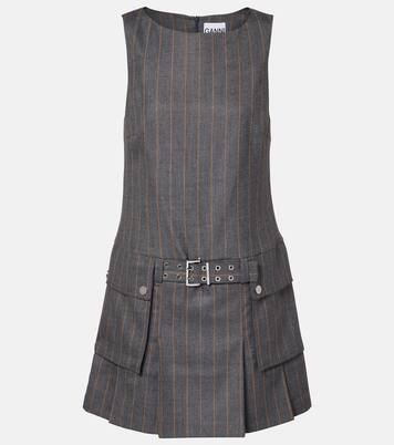 Belted pinstripe minidress | Ganni