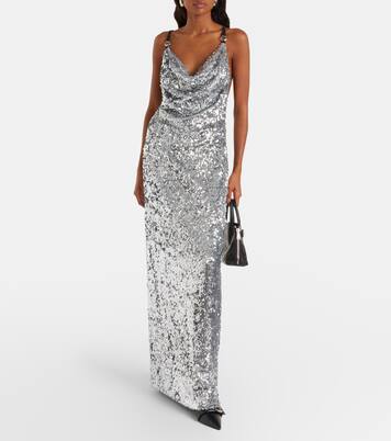 垂褶亮片长礼服 | Coperni
