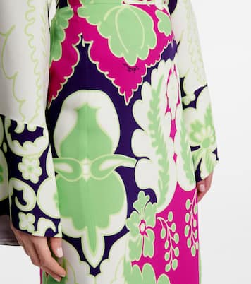 Valentino – Jupe midi à taille haute en soie à fleurs | Valentino