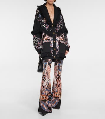 Floral high-rise flared wool pants | Etro