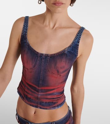 Harley printed denim crop top | KNWLS