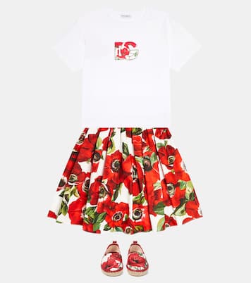 Jupe en coton à fleurs | Dolce&Gabbana Kids
