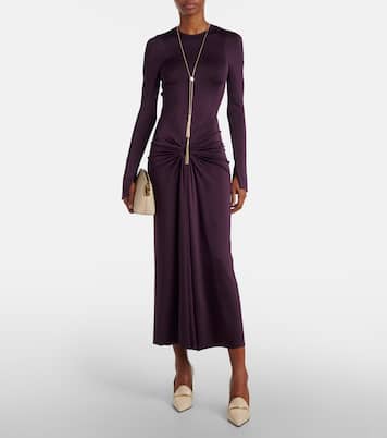 Vestido midi fruncido de jersey | Victoria Beckham