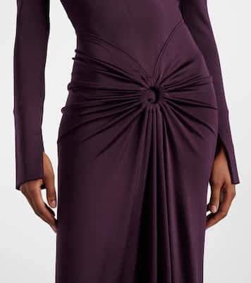 Vestido midi fruncido de jersey | Victoria Beckham