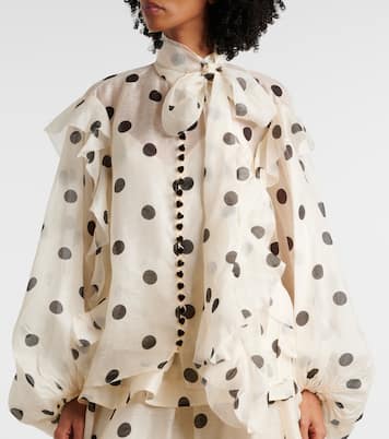 Blusa Crush in lino e seta a pois | Zimmermann