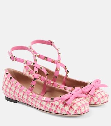 Rockstud tweed ballet flats | Valentino Garavani