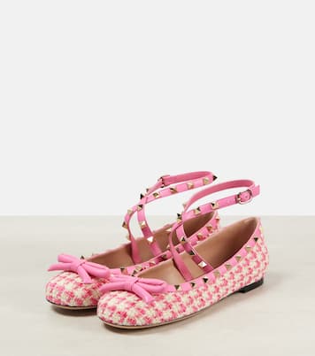 Rockstud tweed ballet flats | Valentino Garavani