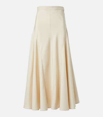 Jupe midi Giustina en soie à taille haute | Loro Piana