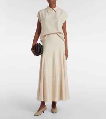 Jupe midi Giustina en soie à taille haute | Loro Piana