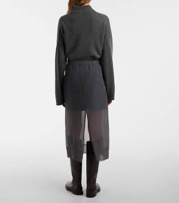 Gonna midi in seta e misto lana | Brunello Cucinelli