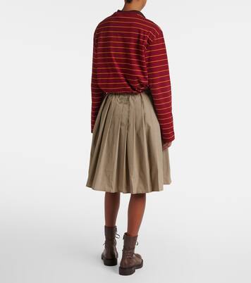 Jupe midi en coton mélangé à carreaux | Miu Miu