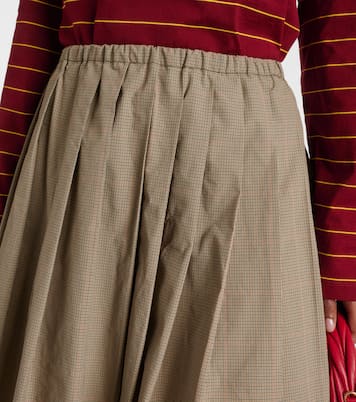 Jupe midi en coton mélangé à carreaux | Miu Miu