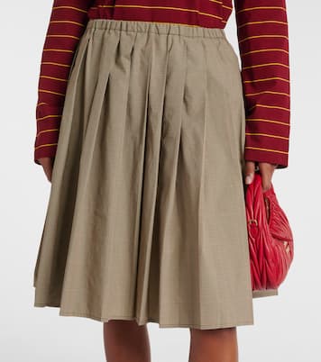 Jupe midi en coton mélangé à carreaux | Miu Miu