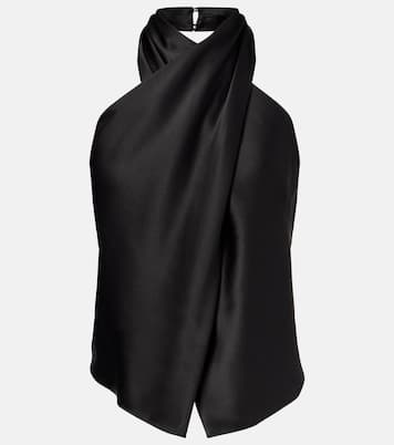 Draped halterneck silk charmeuse top | The Sei