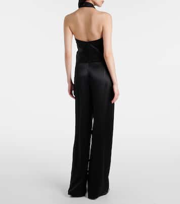 Draped halterneck silk charmeuse top | The Sei