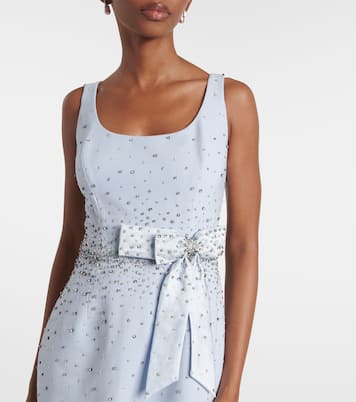 Bow-detail crystal-embellished midi dress | Carolina Herrera