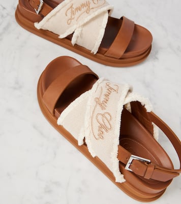 Sandali Joa in canvas e pelle con ricamo | Jimmy Choo