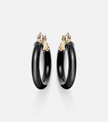 14kt gold hoop earrings with black onyx | Mateo