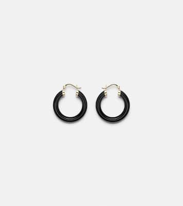 14kt gold hoop earrings with black onyx | Mateo