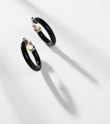 14kt gold hoop earrings with black onyx | Mateo