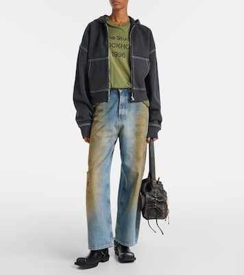 Logo cotton fleece zip-up sweatshirt | Acne Studios