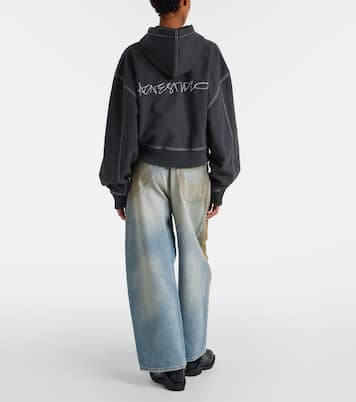 Logo cotton fleece zip-up sweatshirt | Acne Studios