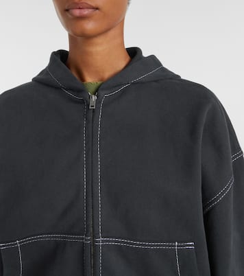 Logo cotton fleece zip-up sweatshirt | Acne Studios