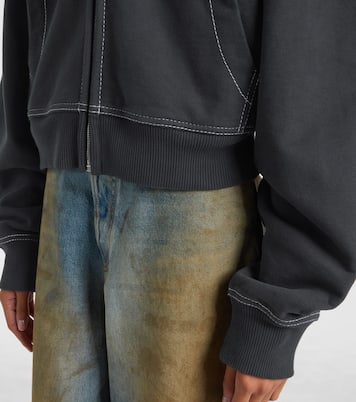 Logo cotton fleece zip-up sweatshirt | Acne Studios