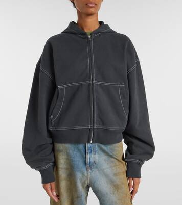 Logo cotton fleece zip-up sweatshirt | Acne Studios