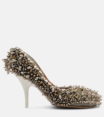 Embellished leather-trimmed pumps | Dries Van Noten