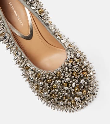 Embellished leather-trimmed pumps | Dries Van Noten