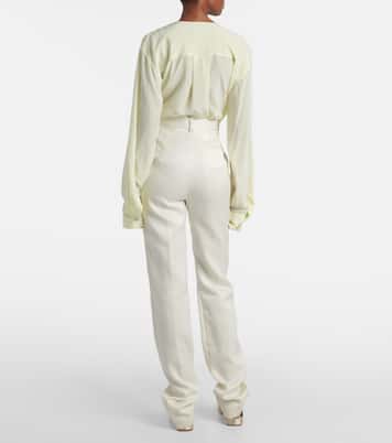 Pantalones slim Lucia de lana y seda de tiro alto | Calvin Klein