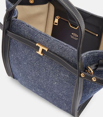 Leather-trimmed canvas tote bag | Tod's