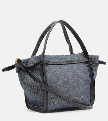 Leather-trimmed canvas tote bag | Tod's