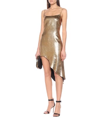 Asymmetric lamé minidress | Halpern