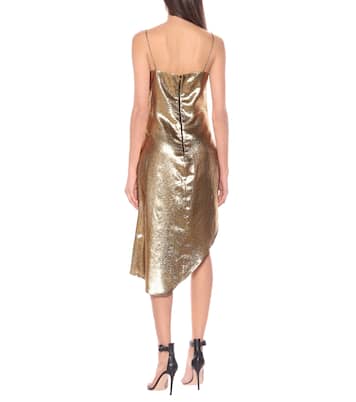 Asymmetric lamé minidress | Halpern