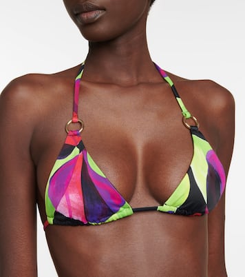 Printed halterneck bikini top | Louisa Ballou