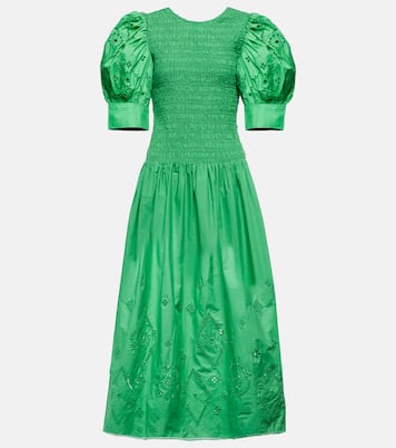 Broderie anglaise cotton midi dress | Ganni